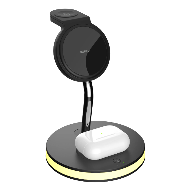 Deltaco 3-in-1 Wireless Charger - Black | QI1041 - Image 7