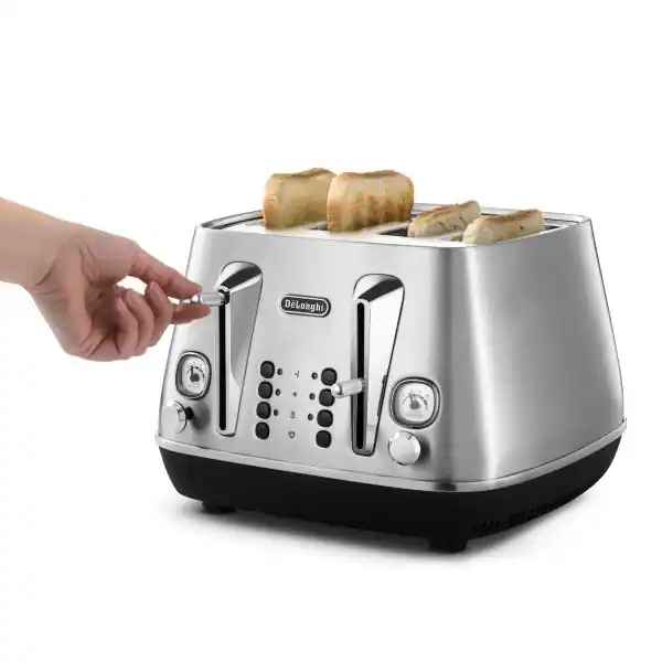 Delonghi Distinta X Silver 4 Slice Toaster - Stainless Steel | CTI4003.M - Image 2