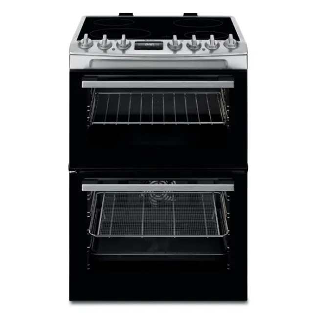 Electrolux 600 SteamBake Cooker with Ceramic Hob & Double Oven - Black and Silver | LKR655210X - Image 1