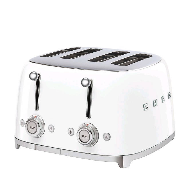 Smeg 4 Slot Retro Style Toaster | White TSF03WHUK Smeg 4 Slot Retro Style Toaster | White TSF03WHUK