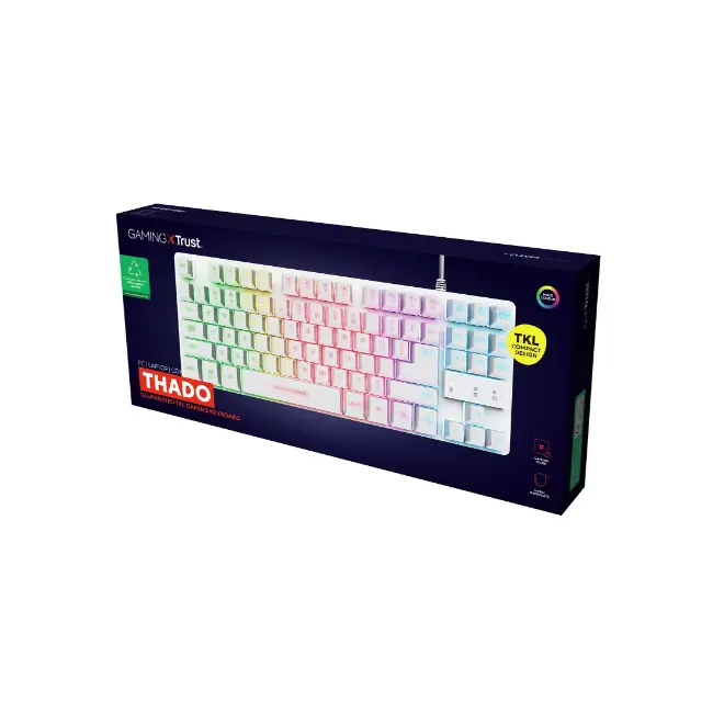 Trust GXT 833W Thado TKL Illuminated Gaming Keyboard | White | T24741 - Image 4