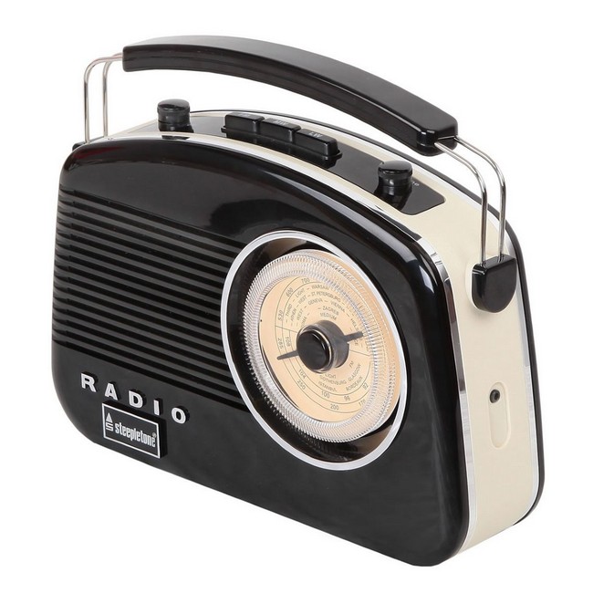 Steepletone Brighton Black Beige Portable Retro Radio