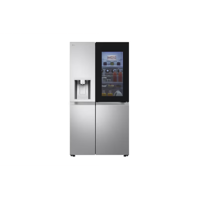 LG 628L InstaView™ Side-By-Side Fridge Freezer - Brushed Steel | GSXE91BSAD