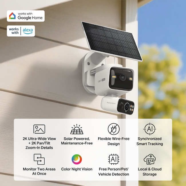 TP-Link Solar-Powered Dual-Lens Pan/Tilt Security Camera Kit | TC93DKIT - Image 2