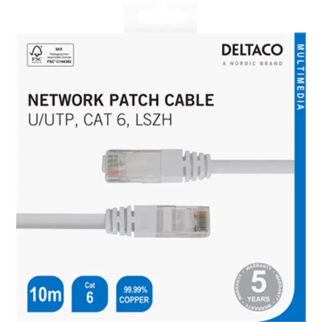 Deltaco Cat6 Network Cable | 10M | TP610VR Deltaco Cat6 Network Cable | 10M | TP610VR