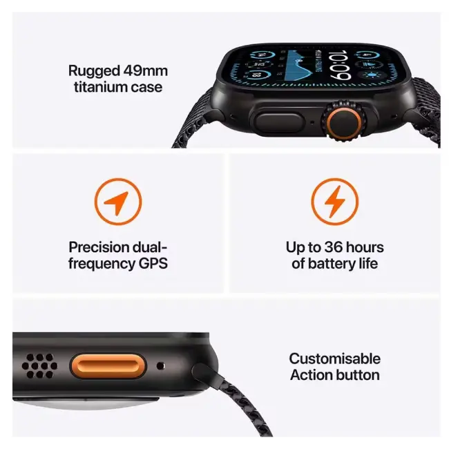 Apple Watch Ultra 2 | 49mm | Black Titanium Case with Black Ocean Band | MX4P3QA-A - Image 3