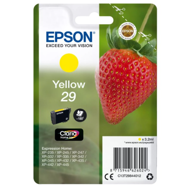 Epson 29 Yellow Strawberry Genuine Ink Cartridge | C13T29844012 - Image 1