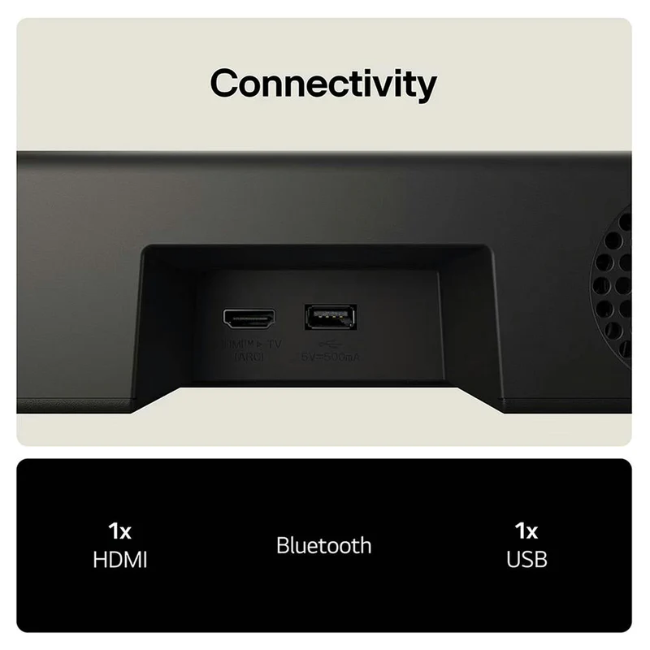 LG US20A 2.0ch Soundbar - Black | US20A.AGBRLLK - Image 4