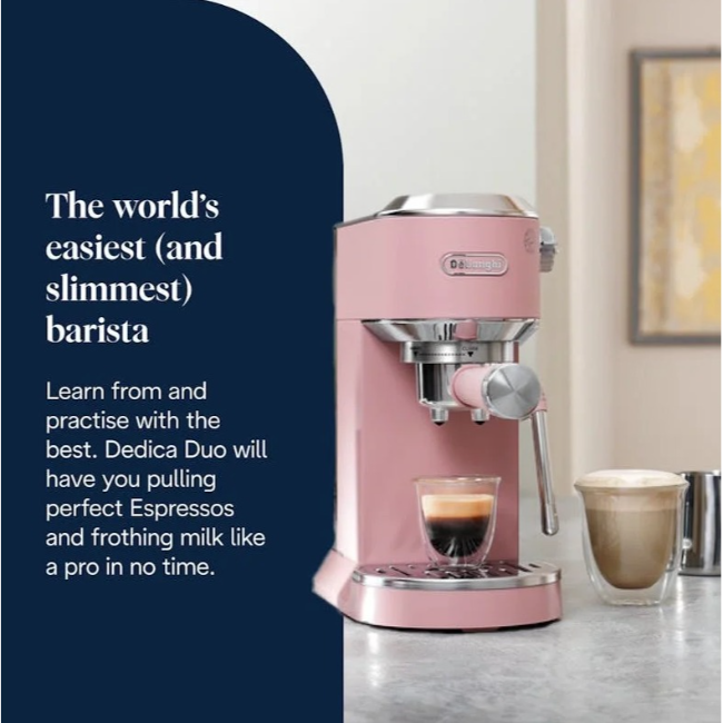 DeLonghi Dedica Duo Coffee Machine | Pink | EC890.PK - Image 3