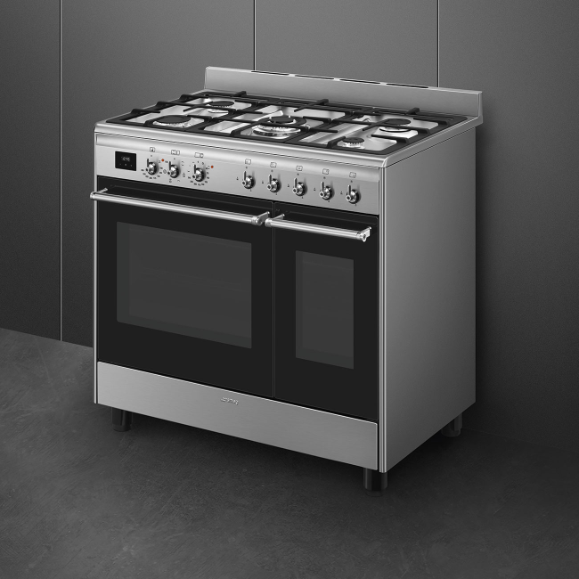 Smeg 90cm Range Cooker Dual Fuel - Stainless Steel | CX92GM - Image 2