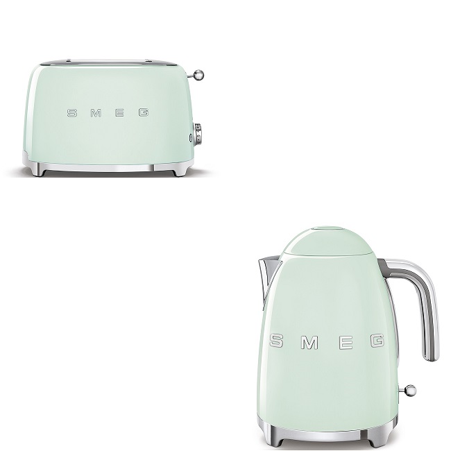 Smeg 50's Retro Kettle & 2 Slice Toaster Set - Pastel Green | KLF03PGUK + TSF01PGUK Smeg 50's Retro Kettle & 2 Slice Toaster Set - Pastel Green | KLF03PGUK + TSF01PGUK