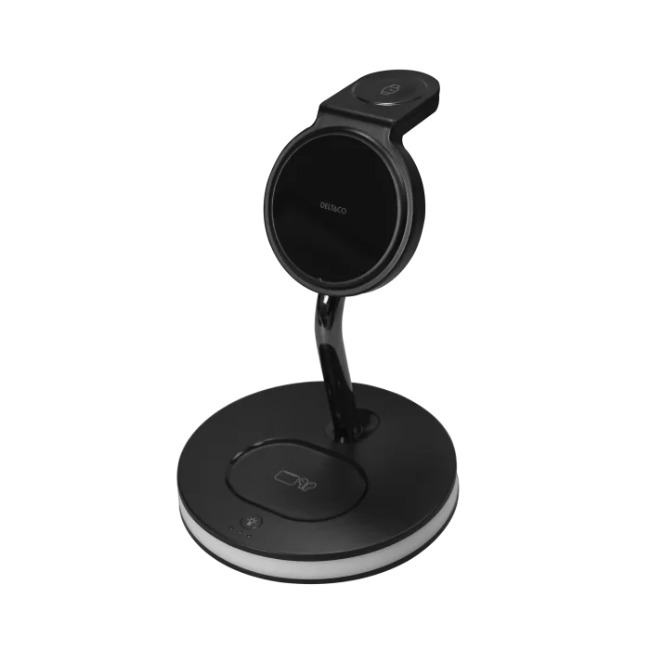 Deltaco 3-in-1 Wireless Charger - Black | QI1041