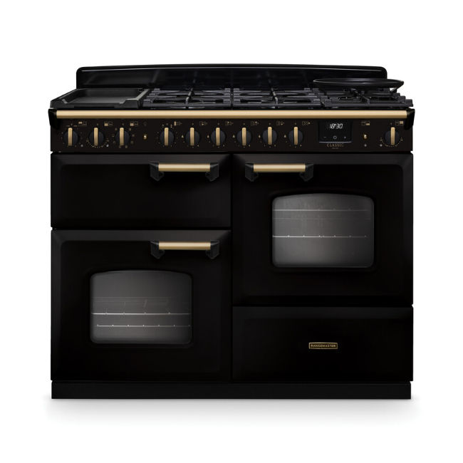 Rangemaster 110cm Classic Deluxe Dual Fuel Range Cooker - Gloss Black | CLDLO110DFPGBLAB1 