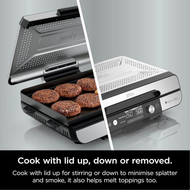 Ninja Sizzle Pro Xl Grill & Flat Plate - Silver/Black | GX101UK - Image 4