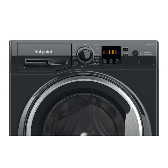 Hotpoint Anti-Stain Washing Machine 9kg 1400sp - Black | HNR9W64BSIRE - Image 7 Hotpoint Anti-Stain Washing Machine 9kg 1400sp - Black | HNR9W64BSIRE - Image 7