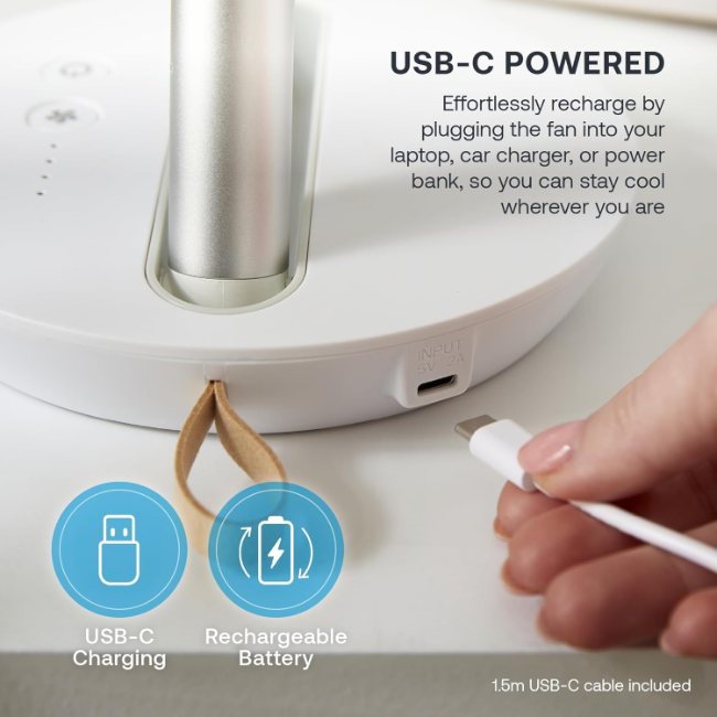 Dimplex Rechargeable Desk Fan | White | DXRCFN - Image 8