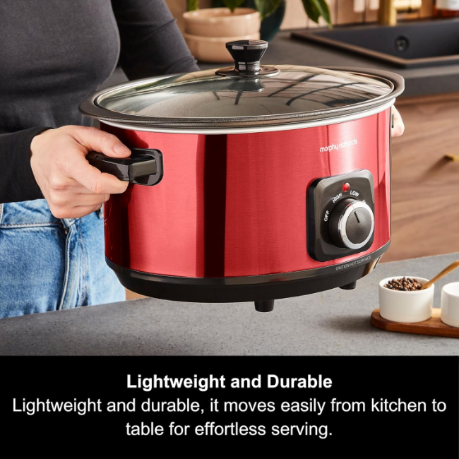 Morphy Richards Accents 6.5 Litre Slow Cooker | Red | 461026 - Image 3