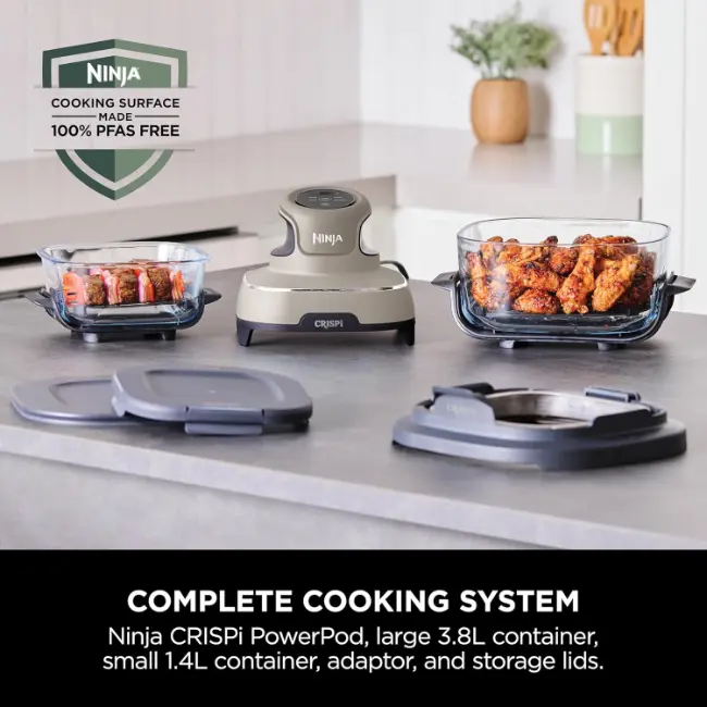 Ninja CRISPi 4-in-1 Portable Glass Air Fryer | Stone | FN101UKST - Image 3