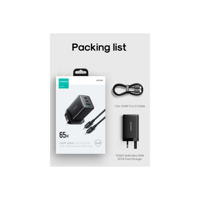 Homeline 2C1A 65W Fast Charger +100W C to C Cable 1.2m | HL-TCG01