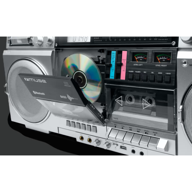 Muse Ghetto Blaster with FM Radio, CD, tape, USB - Silver | M-380GBS - Image 4