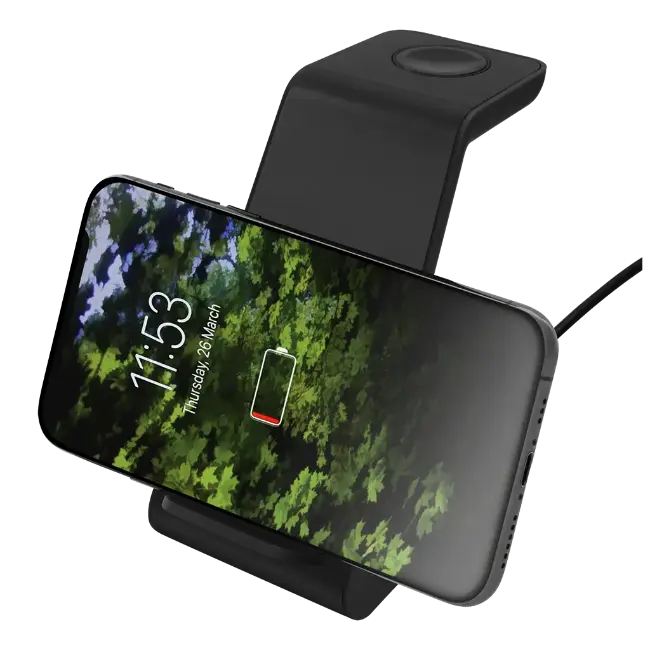 Deltaco 3-in-1 Wireless Qi Charger | Black | QI1037 - Image 4