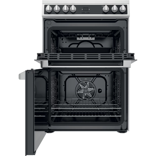 Hotpoint 60cm Tilted Cooker with Ceramic Hob in White | HDT67V9H2CW/UK - Image 2 Hotpoint 60cm Tilted Cooker with Ceramic Hob in White | HDT67V9H2CW/UK - Image 2