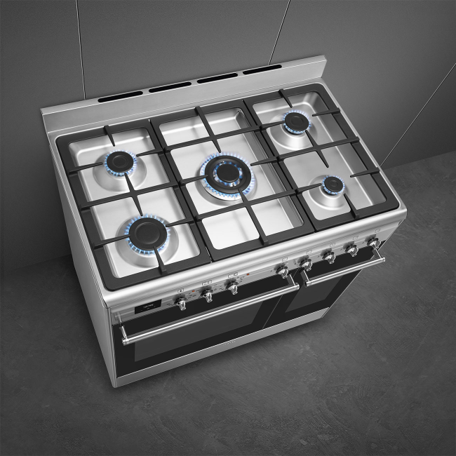 Smeg 90cm Range Cooker Dual Fuel - Stainless Steel | CX92GM - Image 6