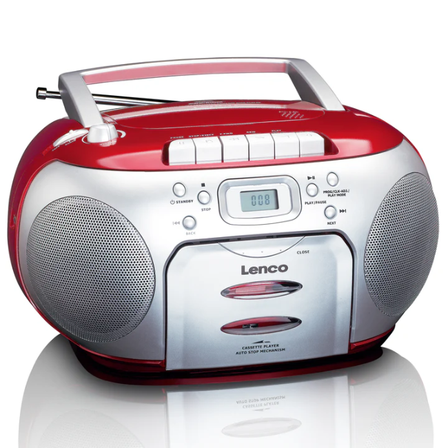 Lenco Portable FM Radio CD Cassette Player | Red | SCD-420RD - Image 2
