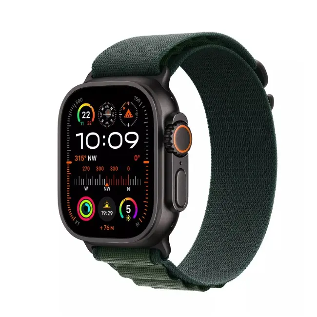 Apple Watch Ultra 2 | 49mm | Black Titanium Case with Dark Green Alpine Loop | Large | MX4T3QA-A