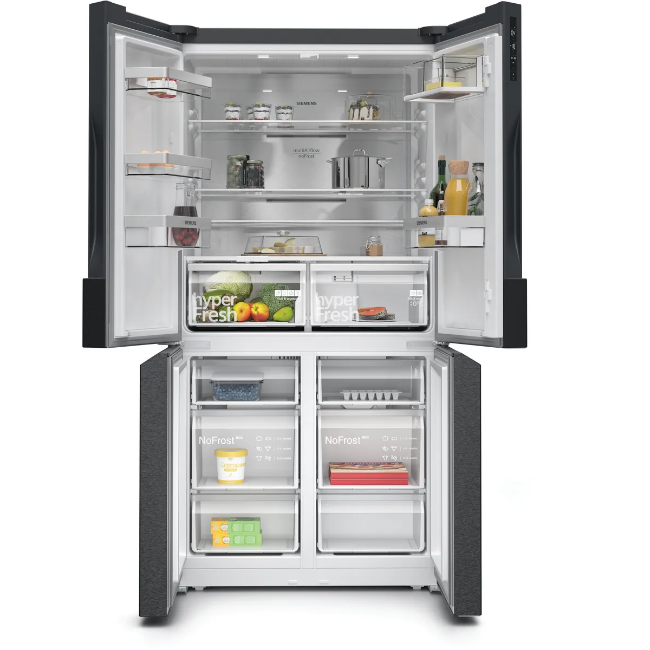 Siemens IQ300 French Door Fridge Freezer - Brushed Black Steel | KF96NAXEAG - Image 2
