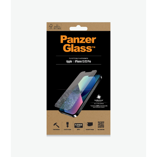 PanzerGlass iPhone 13 & 13 Pro Antibaterial Screen Protector | 2742 - Image 1 PanzerGlass iPhone 13 & 13 Pro Antibaterial Screen Protector | 2742 - Image 1