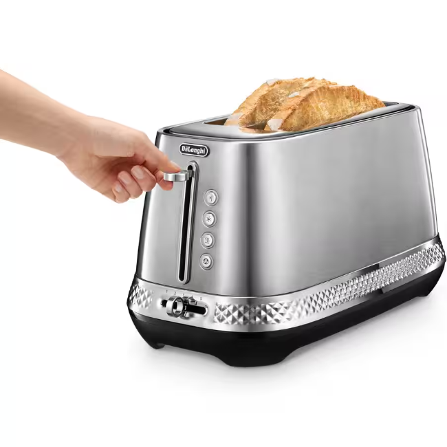 DeLonghi Diadema 2 Slice Toaster | Long Slots | Stainless Steel | CTV3003.M - Image 2