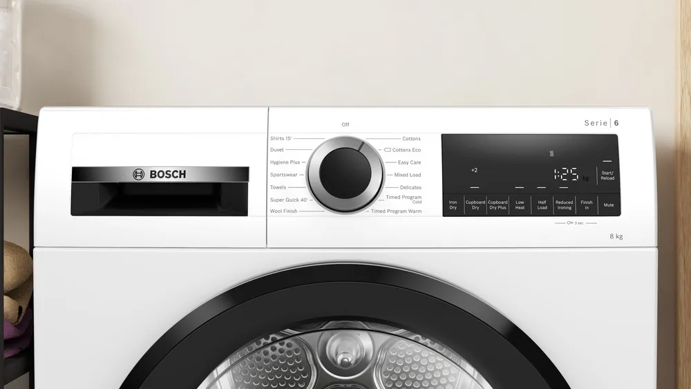 Bosch Series 6 Condenser Tumble Dryer 8KG - White | WPG23108GB - Image 2 Bosch Series 6 Condenser Tumble Dryer 8KG - White | WPG23108GB - Image 2