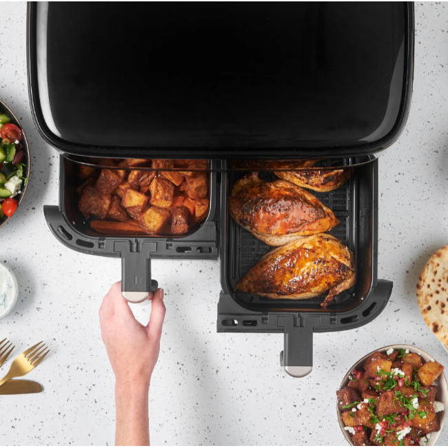 Russell Hobbs Air Fryer 9ltr Dual Basket | Black & Champagne | 27680 - Image 2