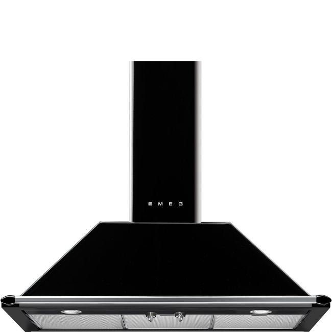 Smeg 90cm Victoria Chimney Hood - Black  | KT90BLE Smeg 90cm Victoria Chimney Hood - Black  | KT90BLE