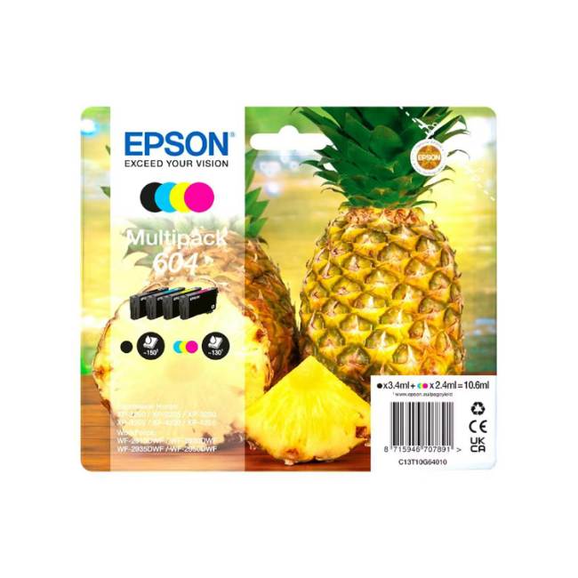 Epson 604 Pineapple Individual Ink | Multipack | T10G64010 Epson 604 Pineapple Individual Ink | Multipack | T10G64010