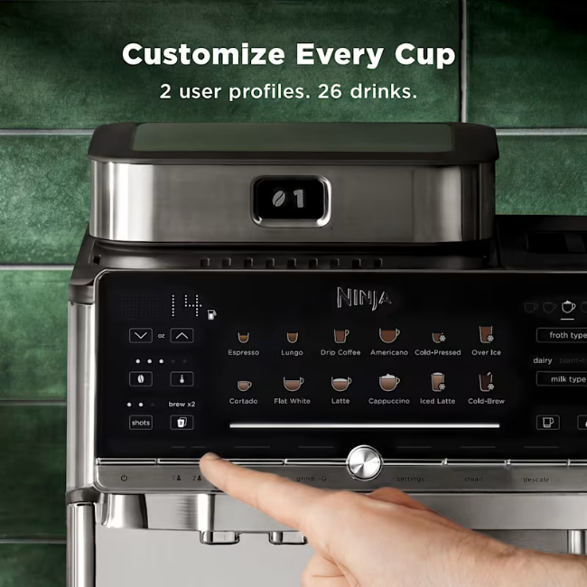 Ninja AutoBarista Pro Automatic Bean-To-Cup Espresso Machine - Black/Stainless Steel | AE1051UK - Image 2