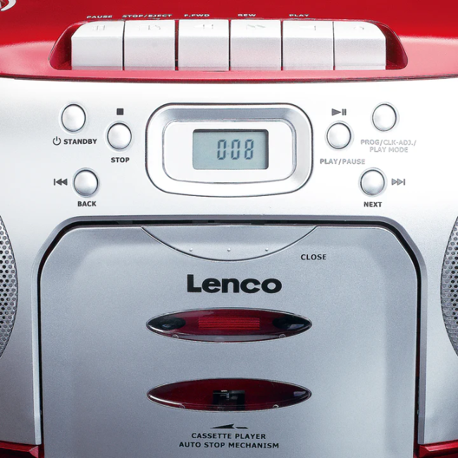 Lenco Portable FM Radio CD Cassette Player | Red | SCD-420RD - Image 3