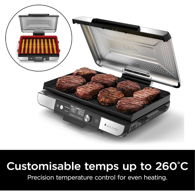 Ninja Sizzle Pro Xl Grill & Flat Plate - Silver/Black | GX101UK - Image 5