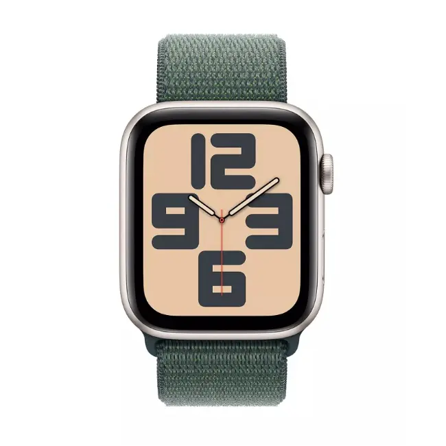 Apple Watch SE (2024) GPS | 40mm | Starlight Aluminium Case with Lake Green Sport Loop | MXEH3QA-A - Image 2