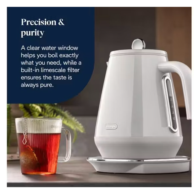 Delonghi 1.7L Eclettica Special Tea Kettle | White | KBY3011.W - Image 5