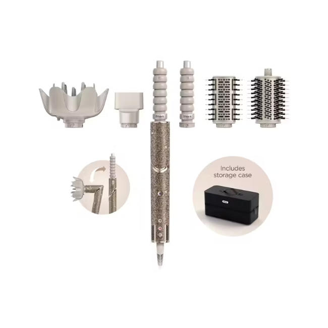 Shark FlexStyle Sparkle Gold Diamond Limited Edition 5-in-1 Air Styler & Hair Dryer Gift Set - Champagne | HD446JSUK