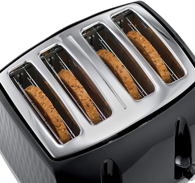 Russell Hobbs Honeycomb 4 Slice Toaster - Black | 26071 - Image 4