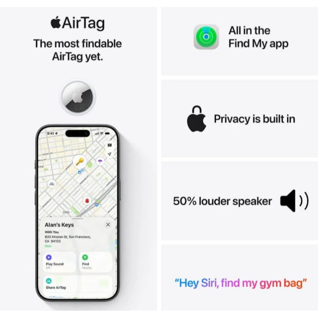 Apple Air Tag 2nd Gen | 1 Pack | MFE94ZM-A - Image 2