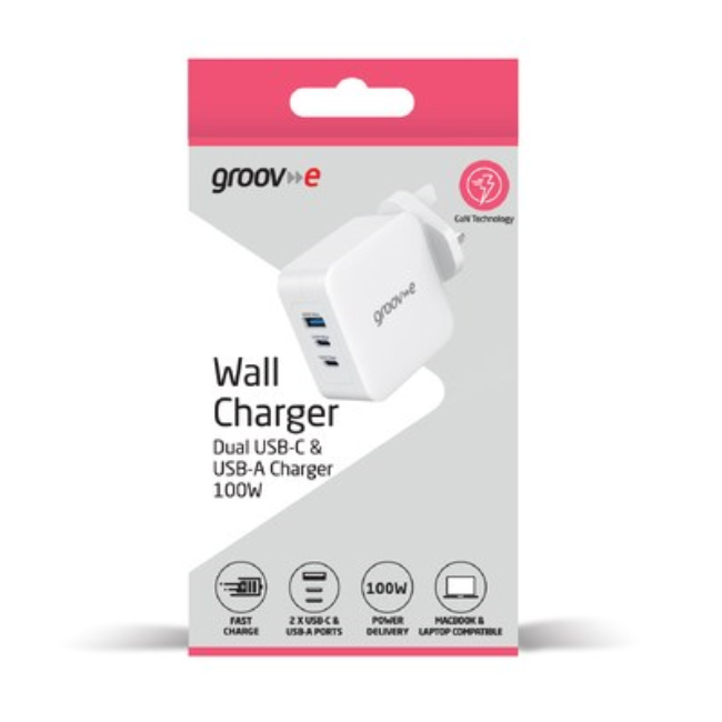 Groove Dual USB-C & USB-A 100W Wall Charger | GVMA110WE - Image 2