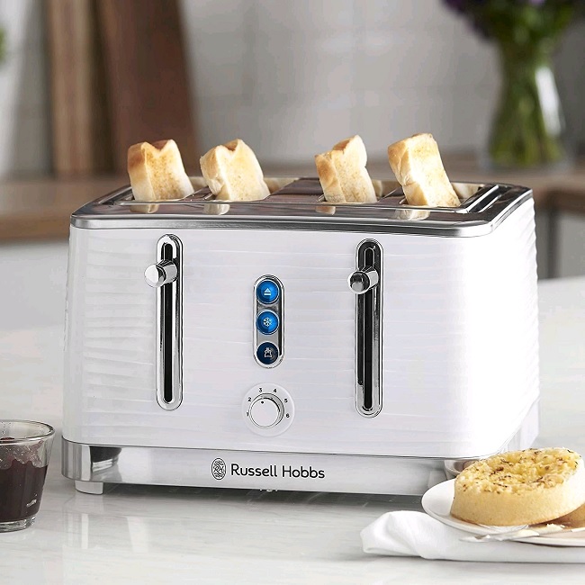 Russell Hobbs Inspire White 4 Slice Toaster 24380 - Image 1 Russell Hobbs Inspire White 4 Slice Toaster 24380 - Image 1