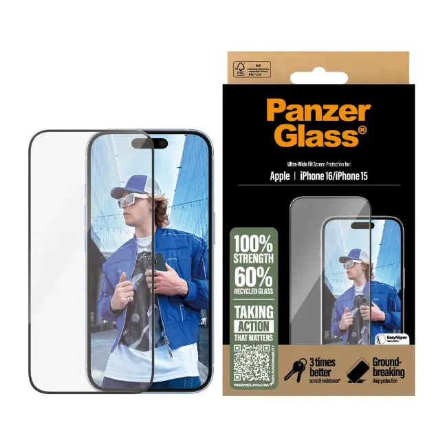 Panzer Apple iPhone 16 & 15 Screen Protector | Ultra-Wide Fit | 2861 - Image 1