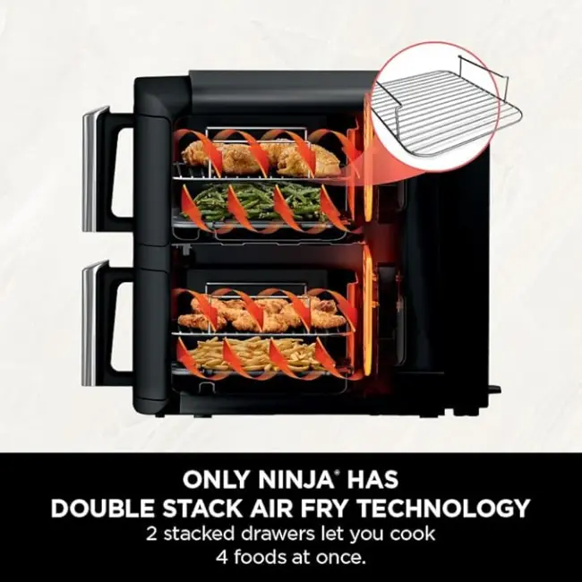 Ninja Double Stack 2 Drawer Air Fryer 7.6L | SL300UK - Image 3