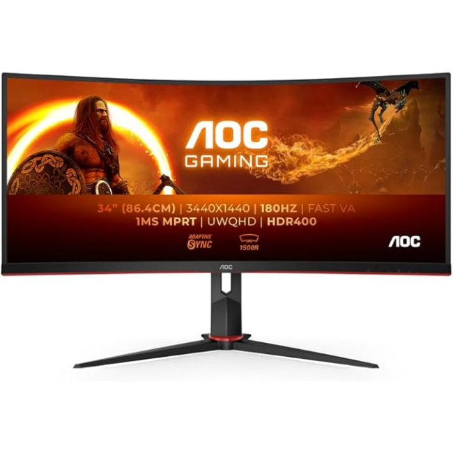 AOC 34" WQHD Curved Monitor - Black | CU34G2XP-BK