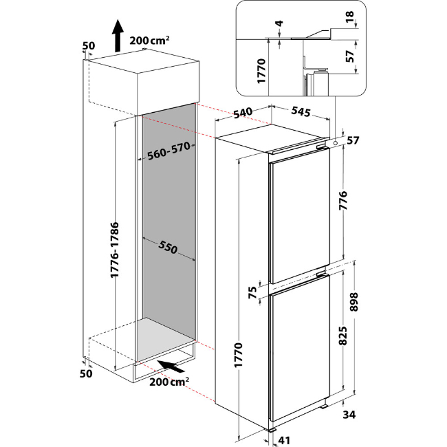 Whirlpool 6th Sense Built-in Fridge Freezer 50/50 | ART 4550 SF1 - Image 3